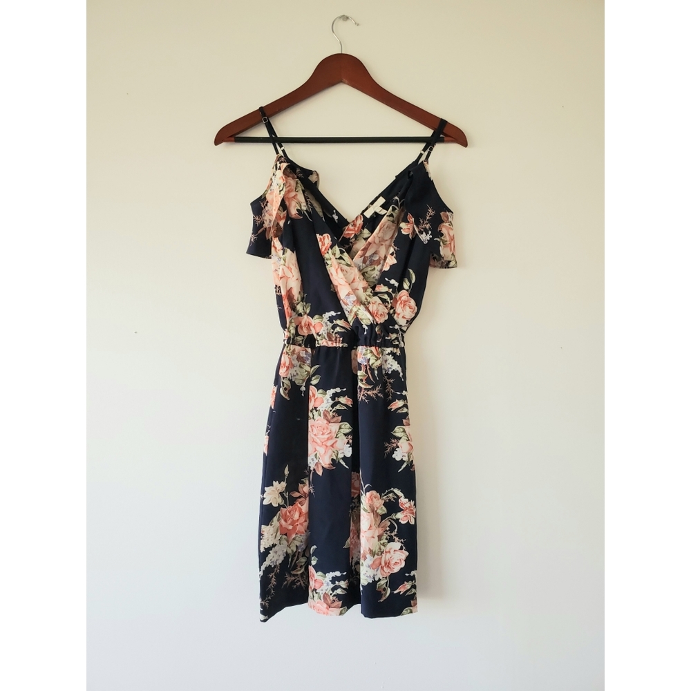 Joie Floral Print Dress in Navy and Pink ASO Blair Waldorf